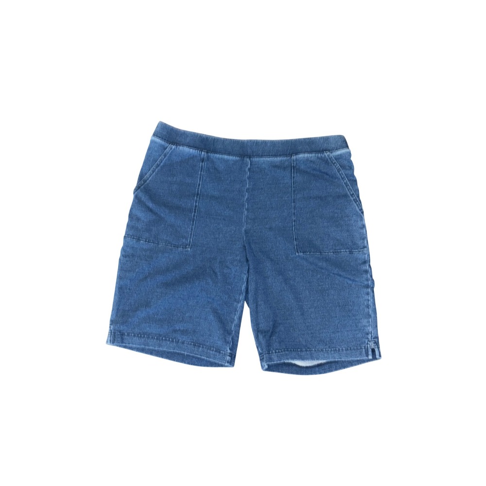 Pure Jill Indigo Knit Denim Shorts Size M Blue Elastic Waist Casual Loungewear